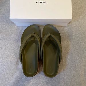 Vince Sandals Espadrilles Forest in Spruce leather